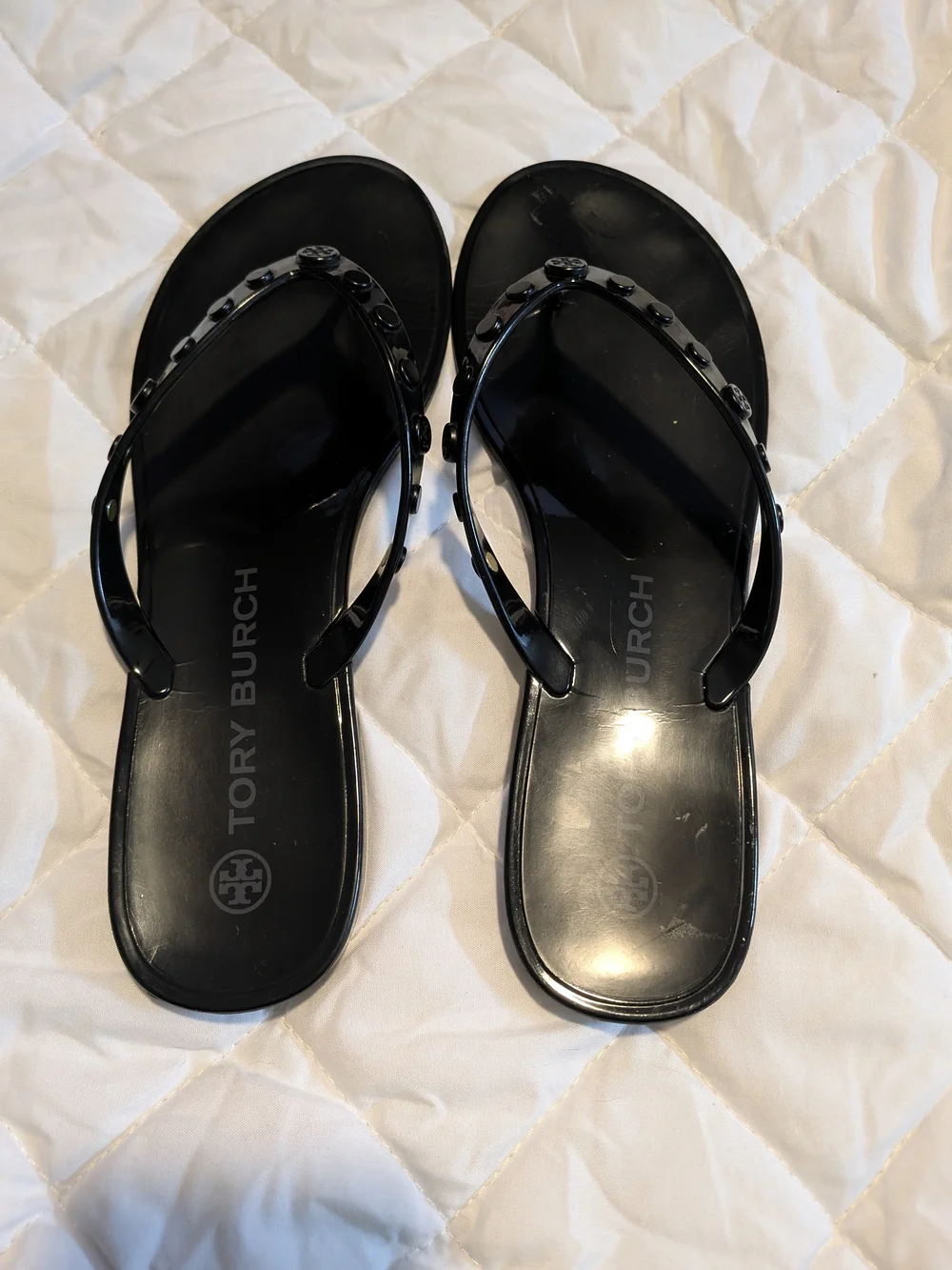Tory Burch Black Studded Jelly Thong Sandals